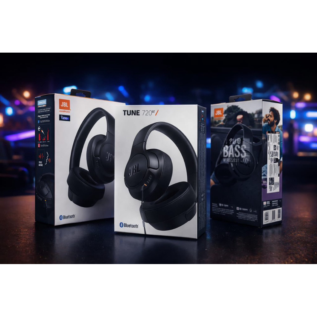 JBL TUNE 720BT - Headphone Over-Ear Nirkabel Hitam dengan Baterai Hingga 76 Jam