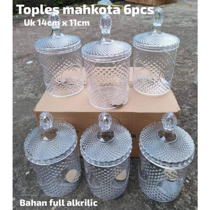 Toples Akrilik Mahkota / Wadah Penyimpanan Makanan / Hampers Lebaran