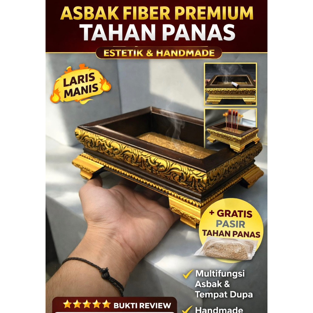 Asbak Premium Tahan Panas Estetik + FREE Pasir Siap Pakai| cocok utuk tempat dupa dan putung rokok |