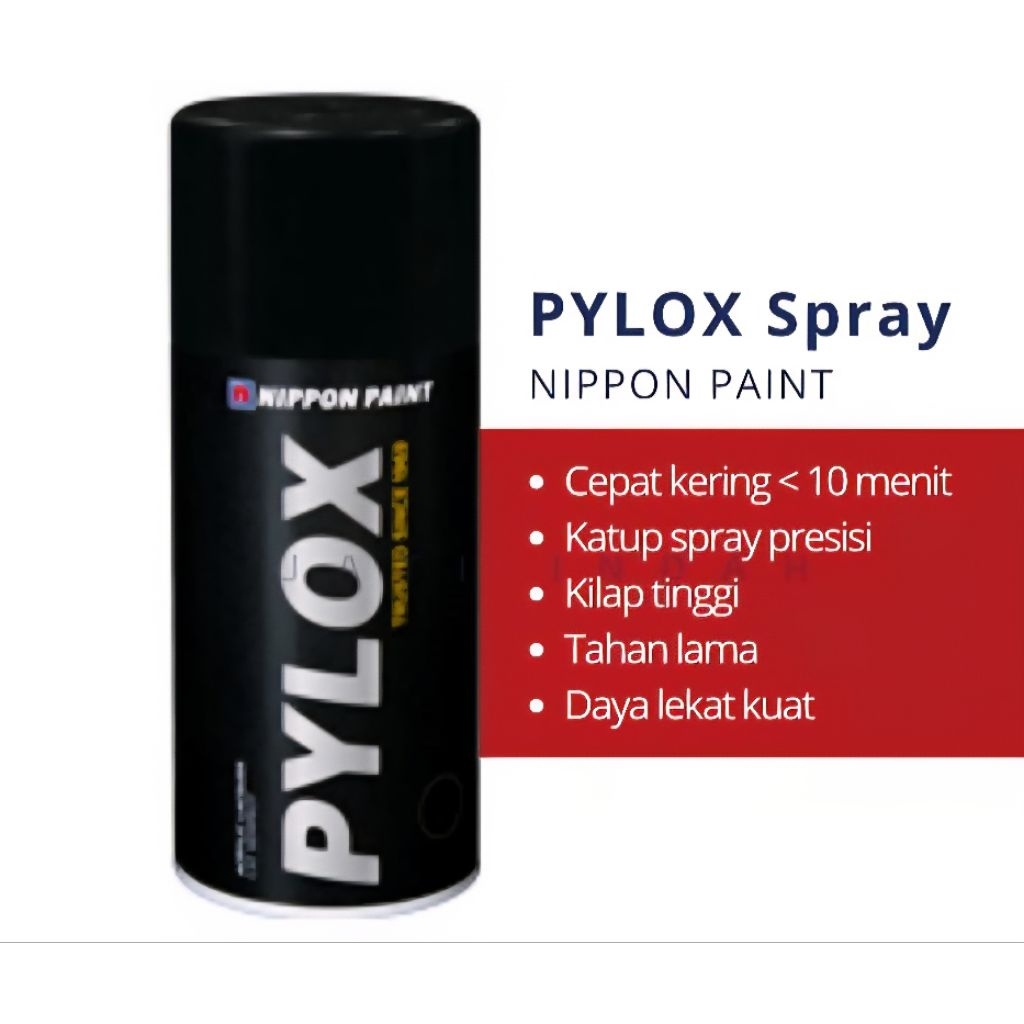 Nippon Paint Spray Pylox Black Metalic Cat Hitam Metalic/black flat doff