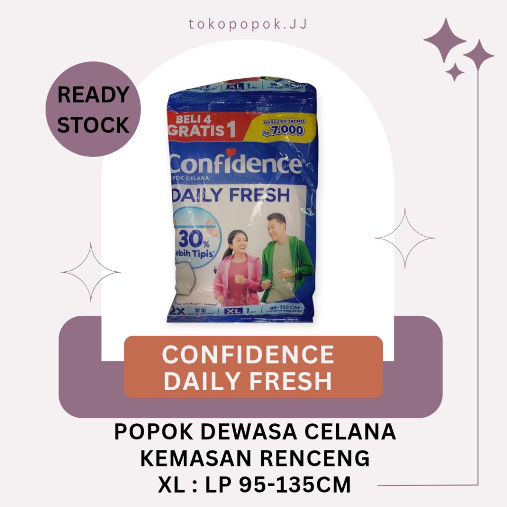Confidence Daily Fresh, Popok Dewasa Celana, Popok Confidence Renceng.