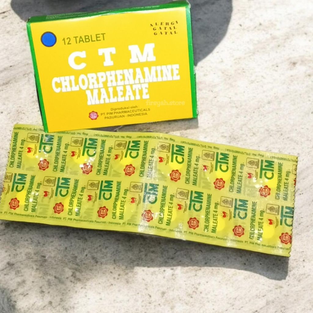 Obat CTM (Chlorpheniramine meleate) 4mg, isi 12 tablet, obat alergi gatal-gatal/PT PIM