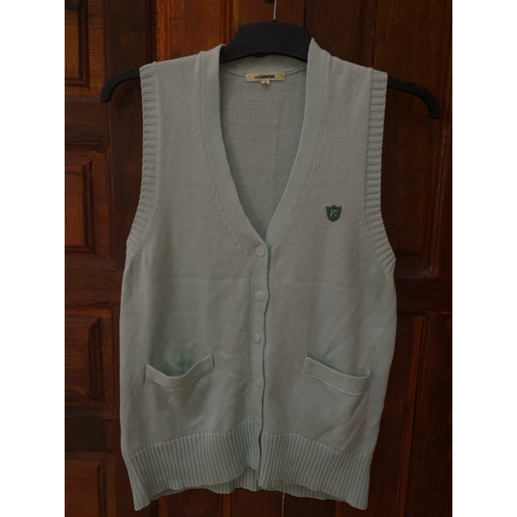 VEST KANCING RAJUT WARNA MINT