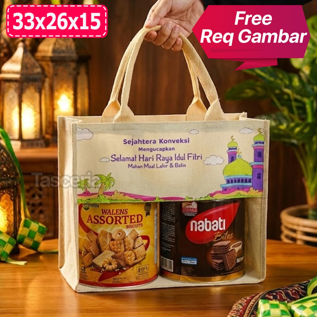Tas Parcel Sembako Lebaran Custom Tulisan Bahan Polyster