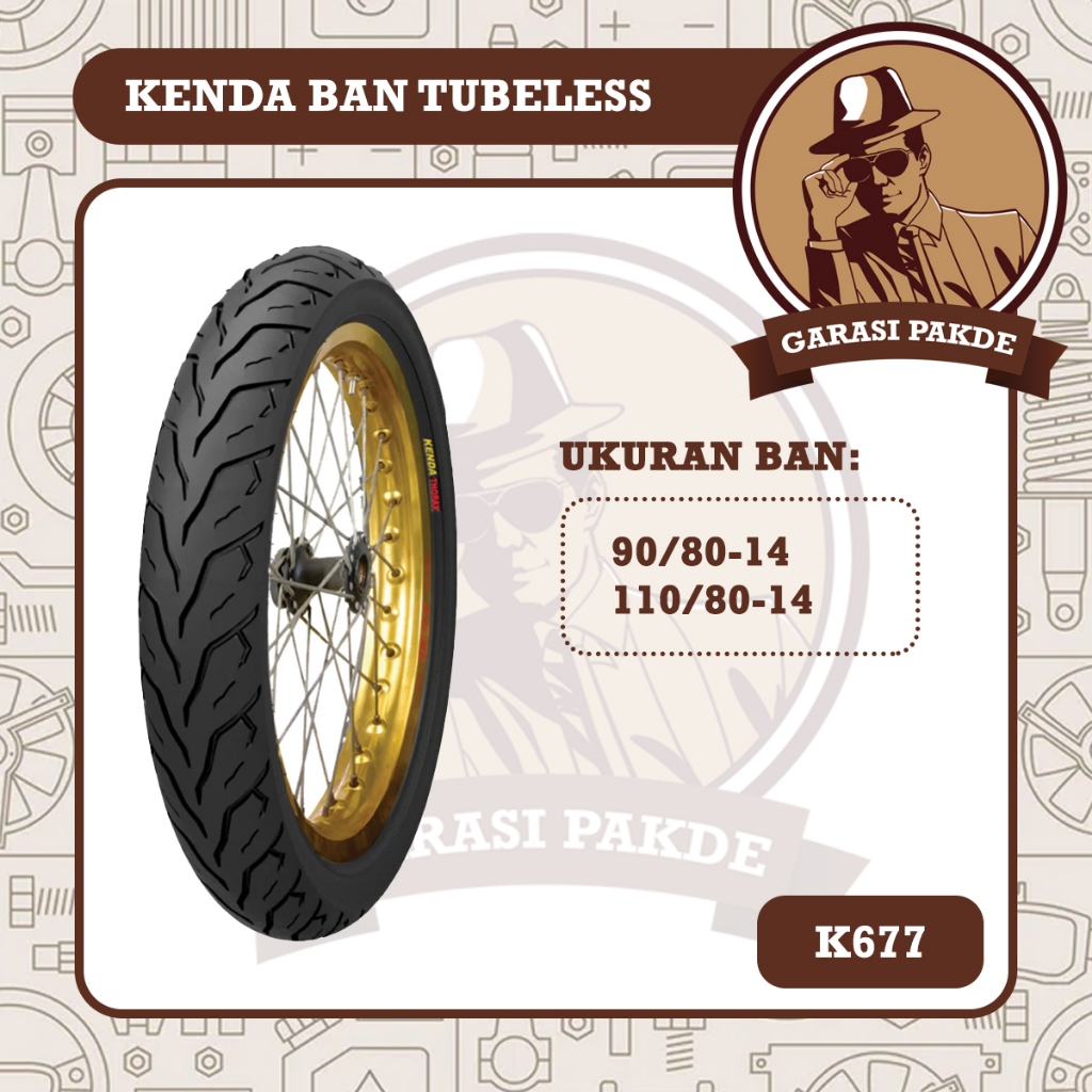 Kenda Ban Tubles Tubeless K677 90/80 110/80 Ring 14 - Ban Motor Beat Vario Address Original