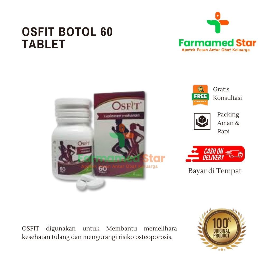 OSFIT 60 Tablet Suplemen Kalsium Vitamin D3 Membantu Kesehatan Tulang Botol