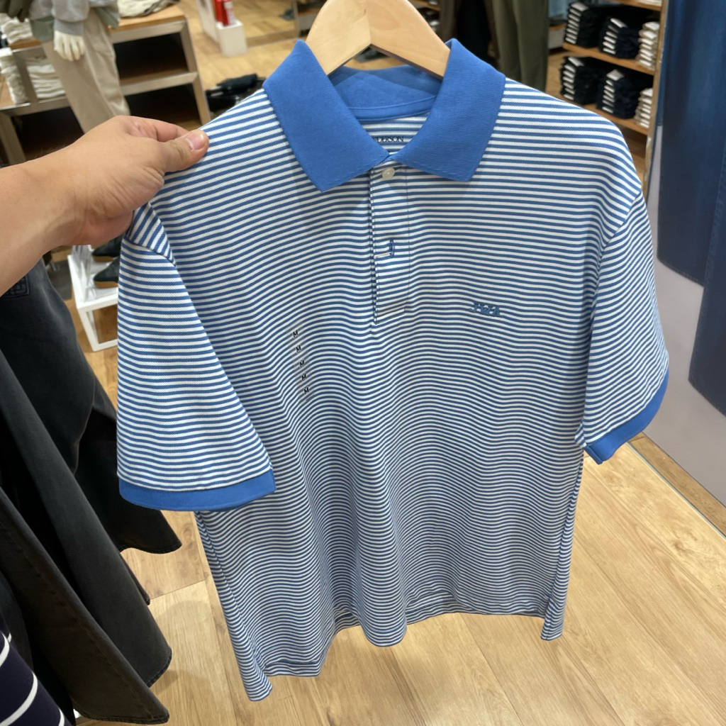 Polo Uniqlo Man JWA garis 66 blue