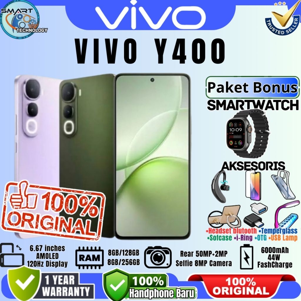 Hp Vivo Y400 [ 8/128GB - 8/256GB ] 50MP Kamera dalam Air Baru Garansi Resmi 100% Original