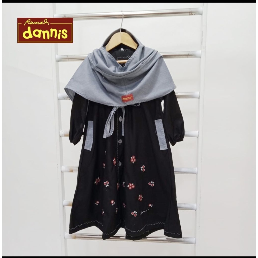 Sale Gamis Dannis Anak Perempuan Hitam Bordir Bunga