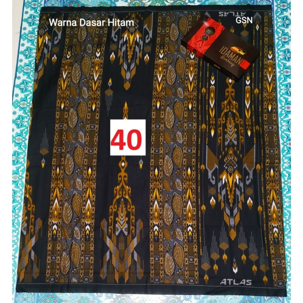 Sarung Atlas Idaman Harmoni Kembang Original Motif Hitam Gold
