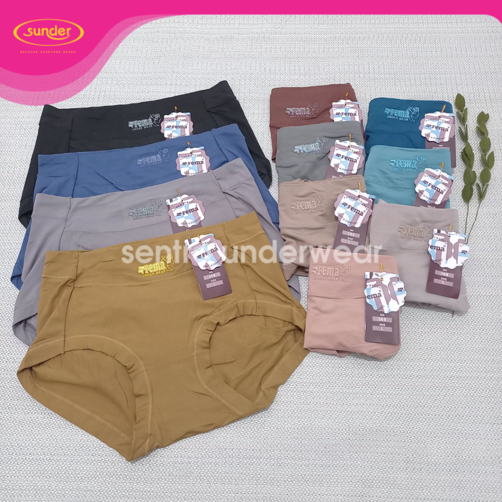 Grosir 6pcs Cd Wanita Fema 368 Celana Dalam Cewek Premium Semi Boxer Lembut Super Soft Lusinan Ori