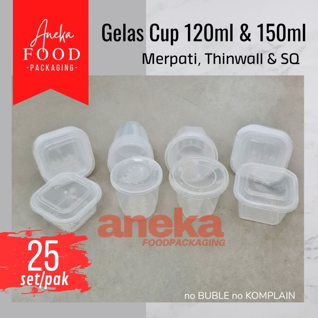 25et- Thinwall cup SQ 120, REC 125, SQ 150, 120ml, 125ml & 150ml gelas plastik merpati puding jelly 