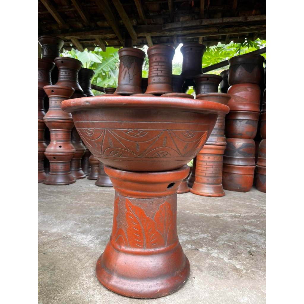 Pot Teratai (FREE PACKING KAYU) Gerabah Tanah Liat