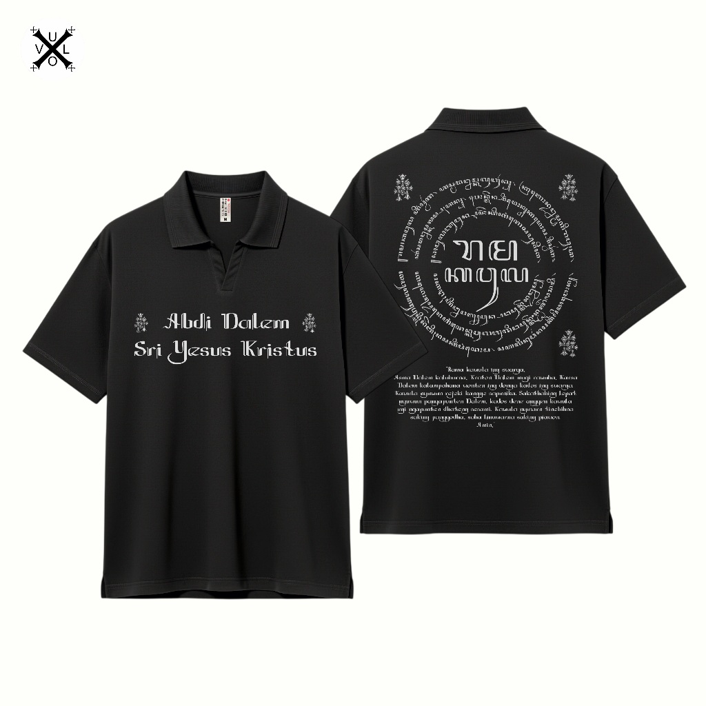 Kaos Rohani Katolik Bapa Kami Bahasa Jawa - Polo Vneck, Regular Fit, Cotton Combed 24s