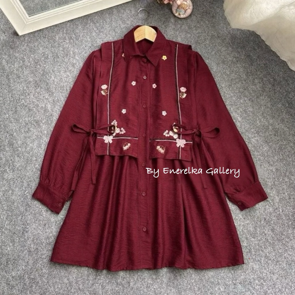 NRLK | Maybel Tunik bahan Polo linen premium bordir Ld 140 130 120 110 104 98 92 By Enerelka Gallery