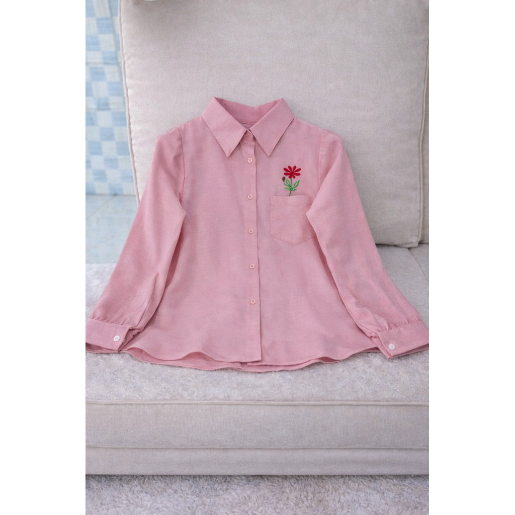 Kemeja anak perempuan bahan linen 7-14tahun | blouse kemeja anak perempuan