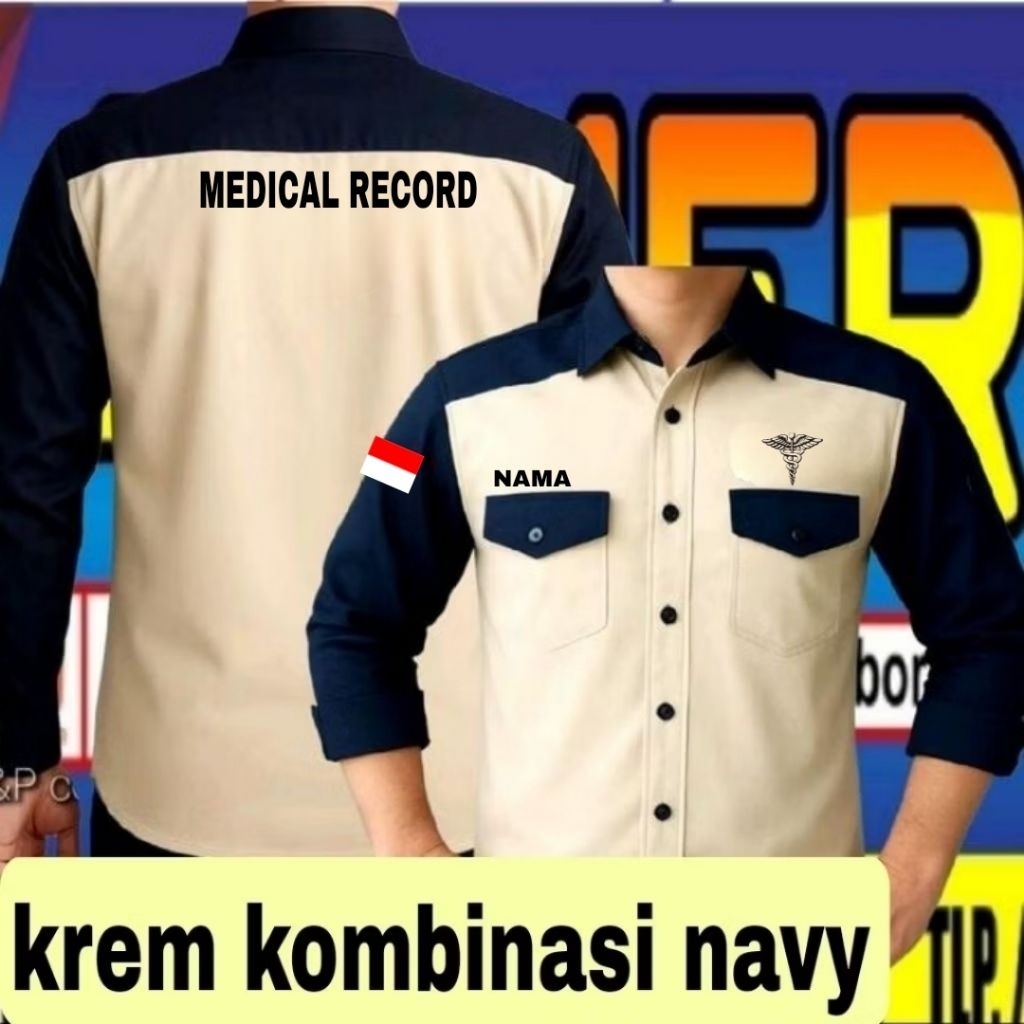 krem kombinasi navy kemeja rekam medis baju rekam medis seragam rekam medis Pdh rekam medis kemeja k