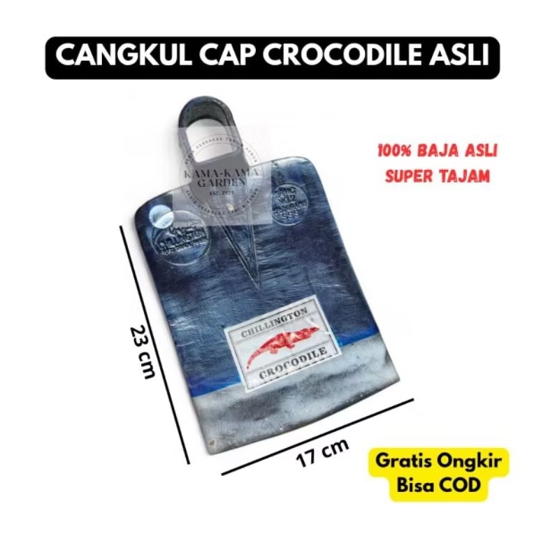 CANGKUL BAJA CAP CROCODILE ASLI - Cangkul Pacul Sawah Anti Lengket Baja Asli Super Tajam - Cangkul B