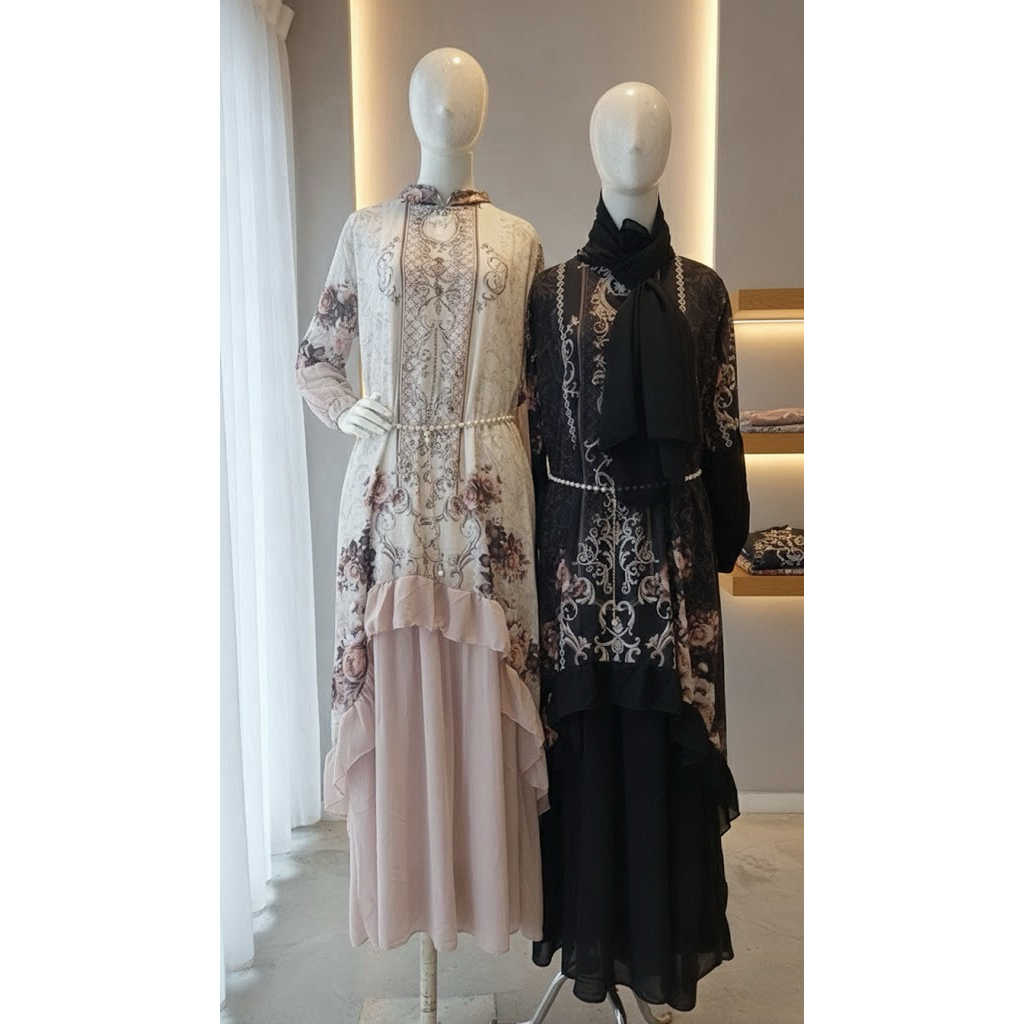 Gamis Brokat Elegan Set Hijab – Zahra Series by Uni As Collection