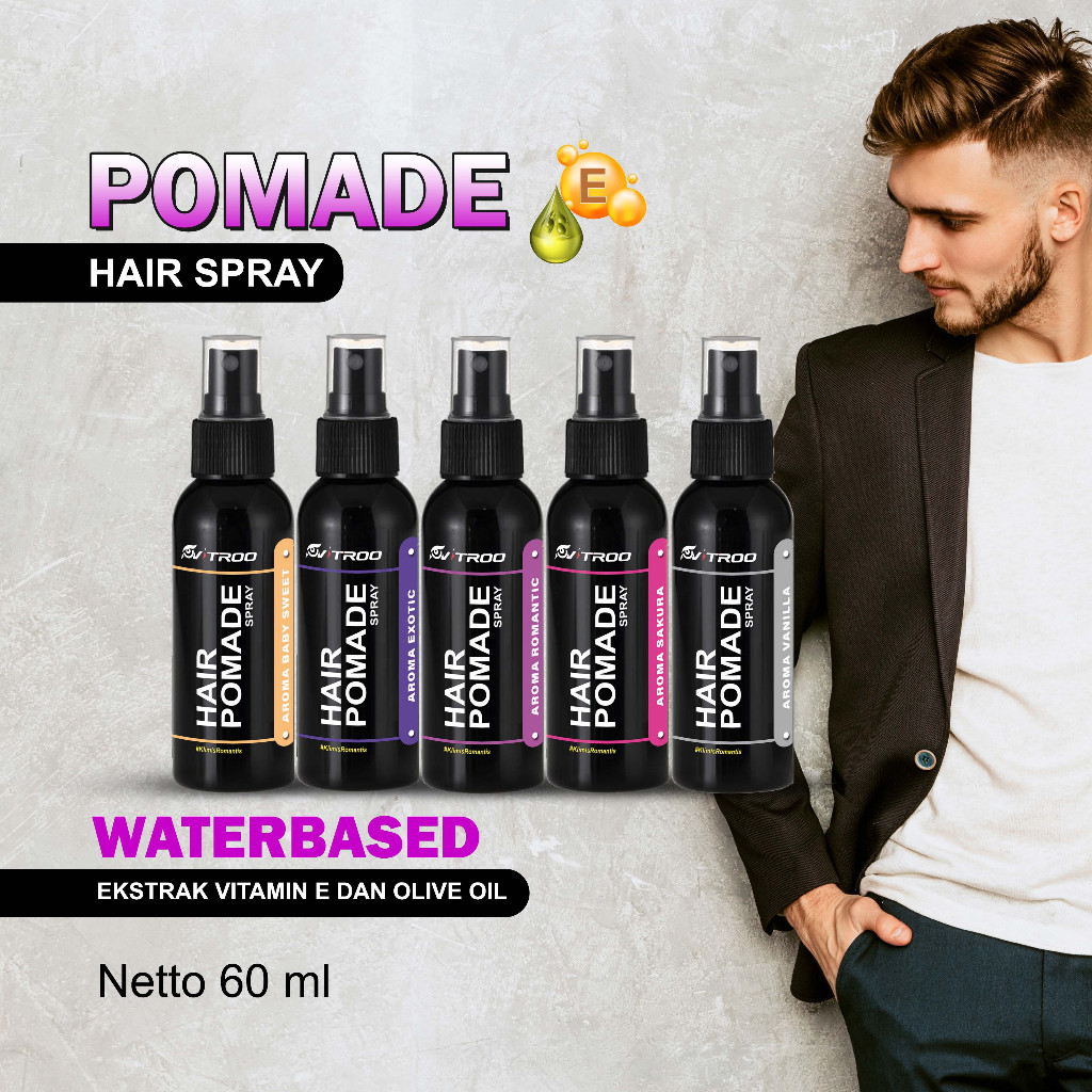 Vitroo Pomade Minyak Rambut Hair Pomade Spray Waterbased Aroma Wangi Minyak Rambut Pria