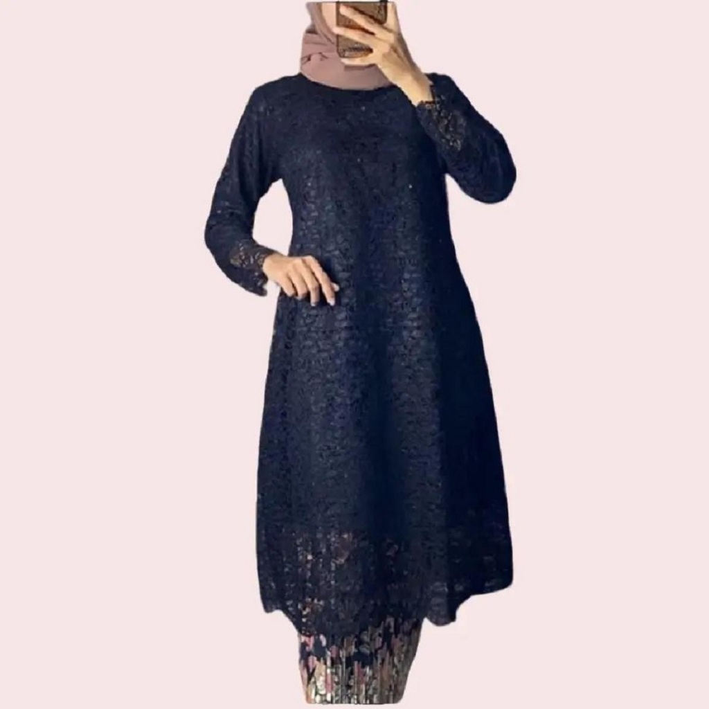 Atasan Kebaya Tunik Bahan Brokat Premium Warna Hitam