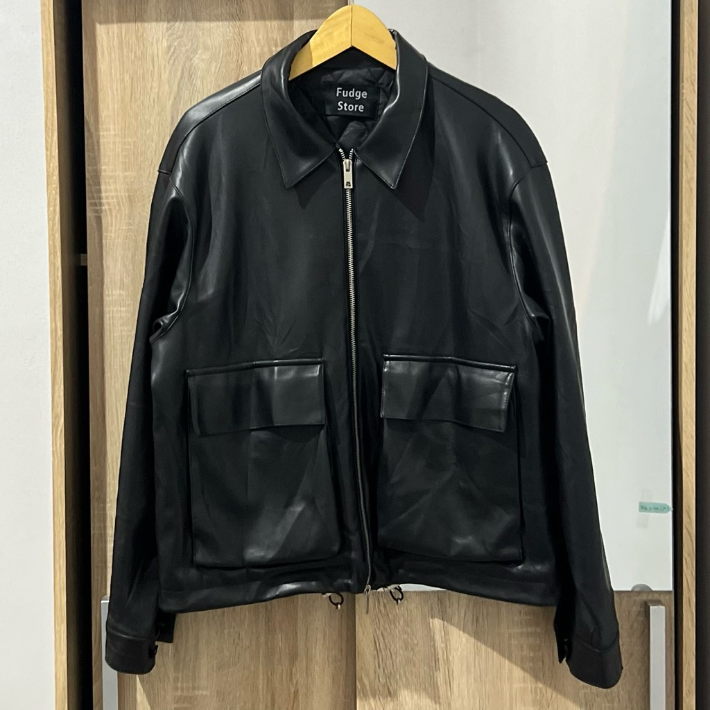Lafudge Store Leather Work Jacket Double Zipper