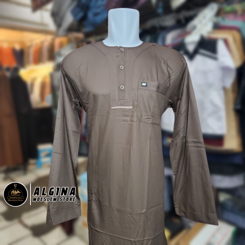 Gamis Al Wafa Oblong Warna Lengan Panjang Cuff | Gamis Muslim Pria | Jubah Muslim Dewasa Al Wafa Pla