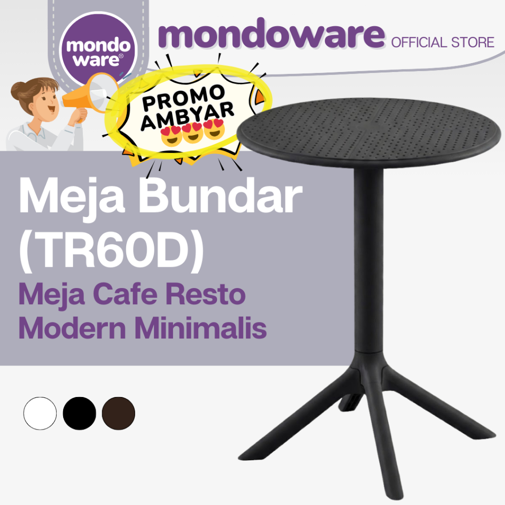MONDOWARE | Meja Cafe Resto Modern/Meja Bunder Minimalis/Meja Teras Outdoor Estetik/Meja Tamu/Meja T