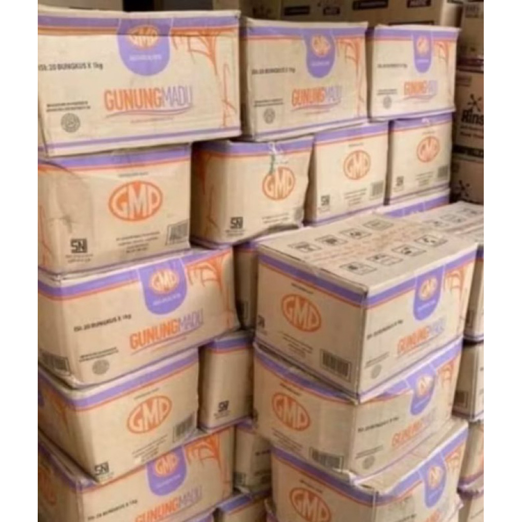 Gula Pasir  1 karton ( 20 pcs @1kg GMP - Kristal Halus, Manis Alami, 100% Gula Tebu)