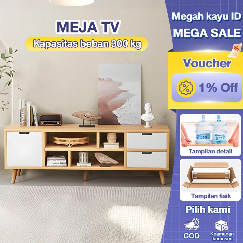 Rak TV Minimalis Modern Meja TV Kayu Ukuran 120x24x38cm 140x24x38cm 160x24x38cm