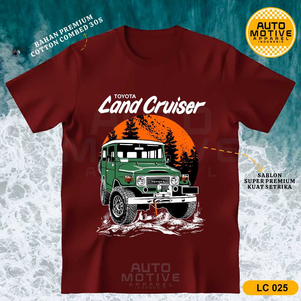 AUTOMOTIVE APPAREL Kaos Land Cruiser FJ40 Tshirt Baju Mobil Toyota Land Cruiser BJ40 Hardtop LC025