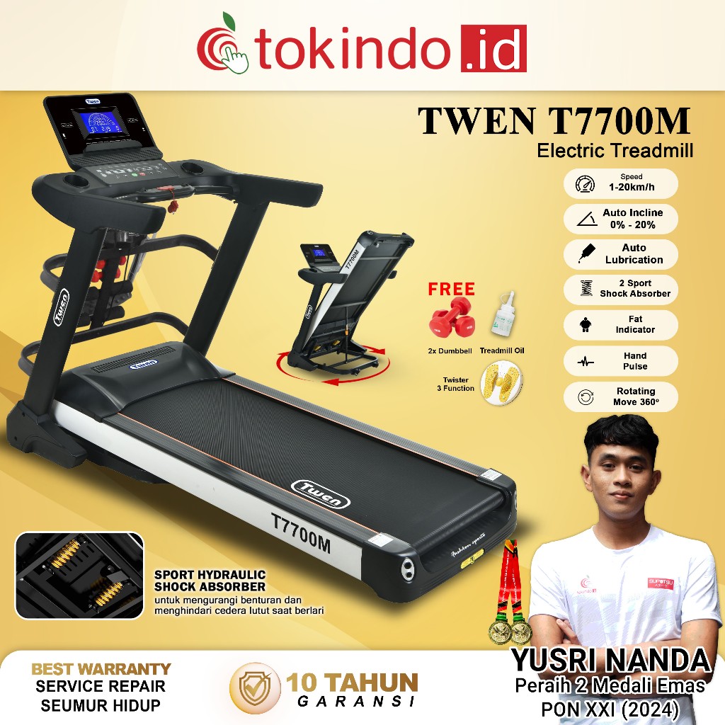 Alat Fitness Treadmill Listrik TWEN T7700M Treadmill Elektrik