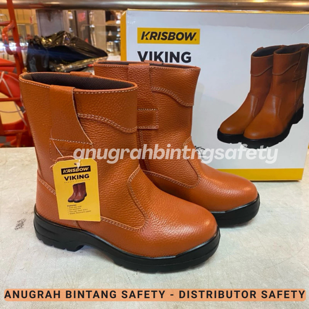 Krisbow Sepatu Safety Boots Viking Coklat Kulit