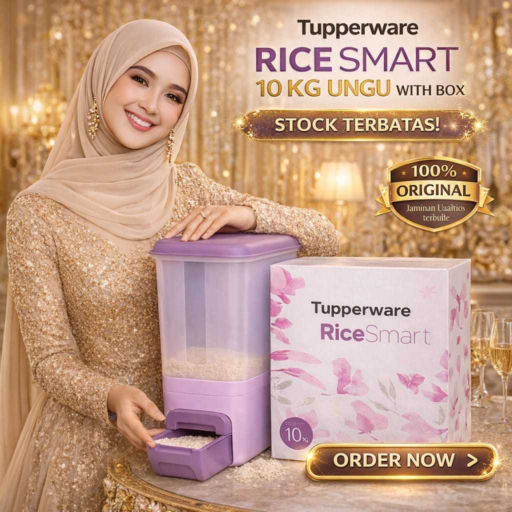 Tupperware Rice Smart Dispenser Beras 10Kg Jumbo Original | Tempat Beras Anti Kutu Kedap Udara | Wad