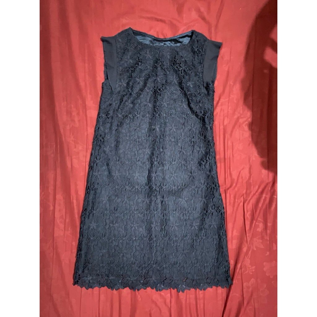 Preloved Dress Pesta Anak Remaja Perempuan Biru Dongker Navy Brokat Brukat