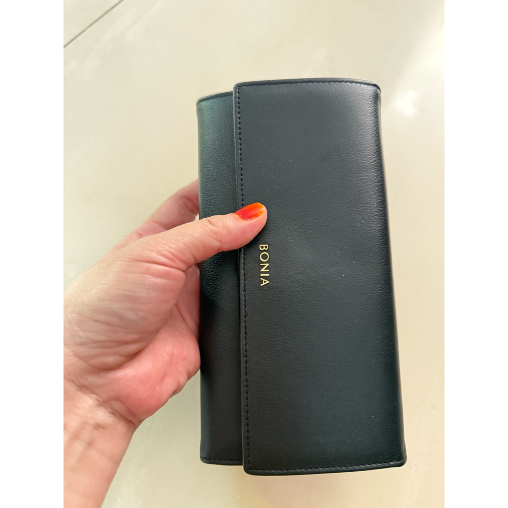 Dompet Bonia Original Leather black lipat 3