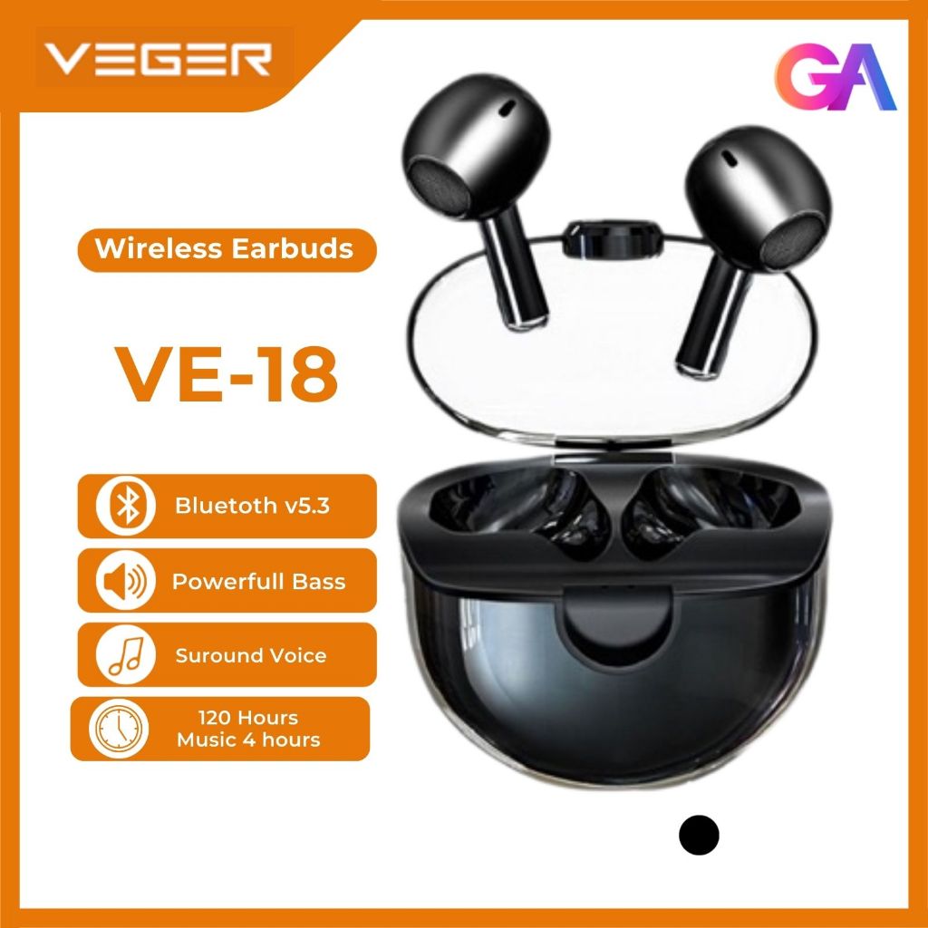 VEGER VE-18 | TWS VEGER Wireless Earphone Bluetooth V5.3 200mAh | Super Mini V5.3 | ORIGINAL VEGER