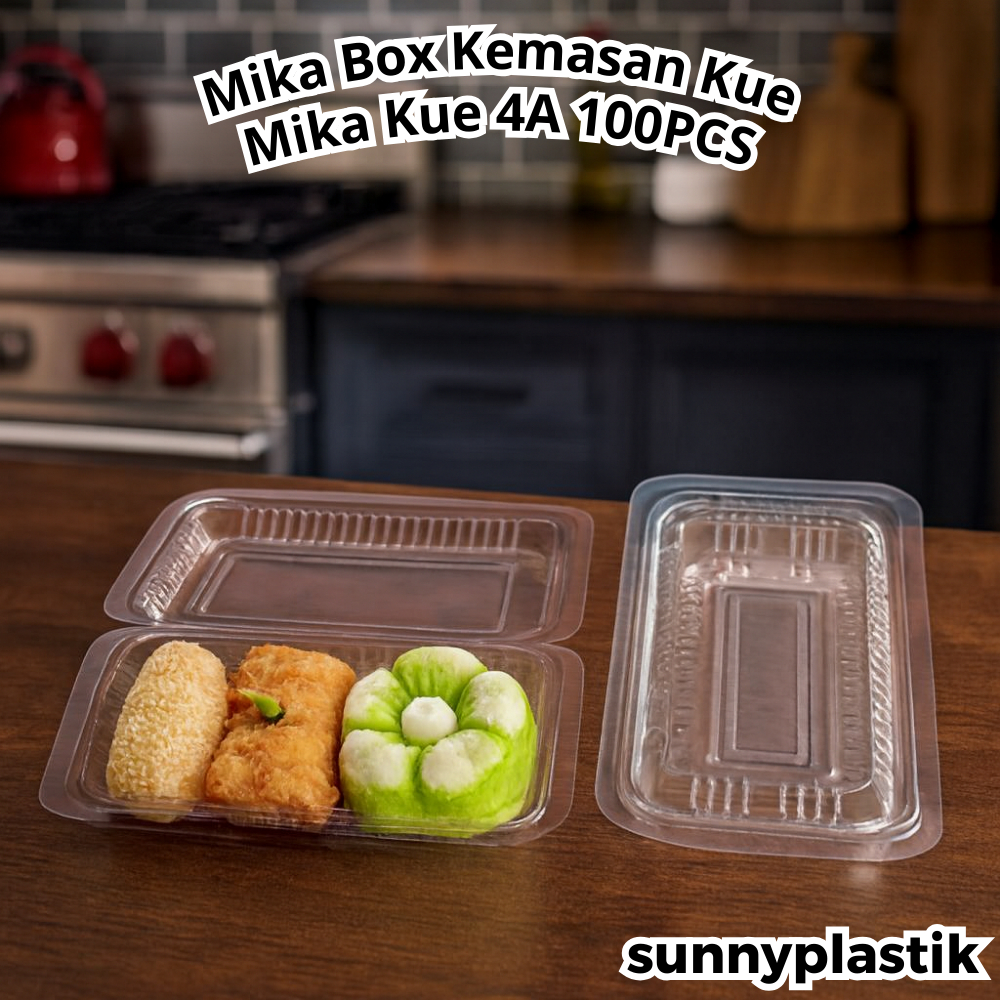 Mika Kue CX 4A Tebal isi 100 PCS / Mika Box 4A Tebal / Kotak Makanan Food Grade Mika Plastik Bening