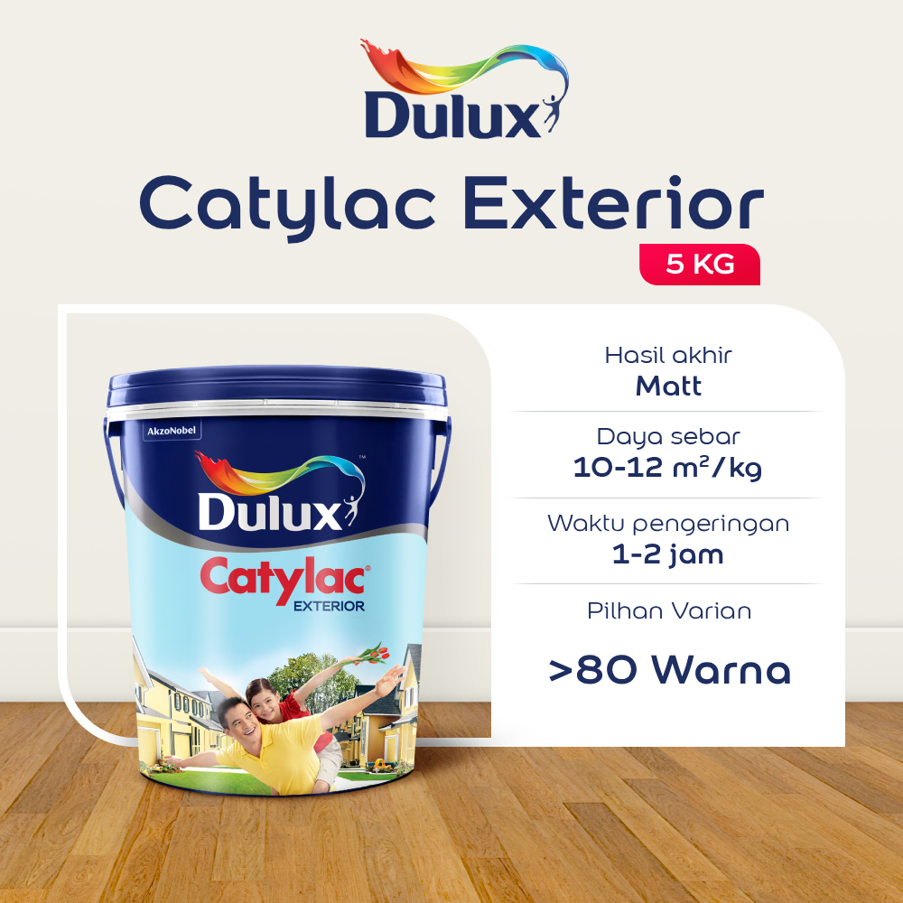 CAT TEMBOK 5KG DULUX CATYLAC EXTERIOR 5KG - CAT 3 WARNA WHITE DULUX ORIGINAL