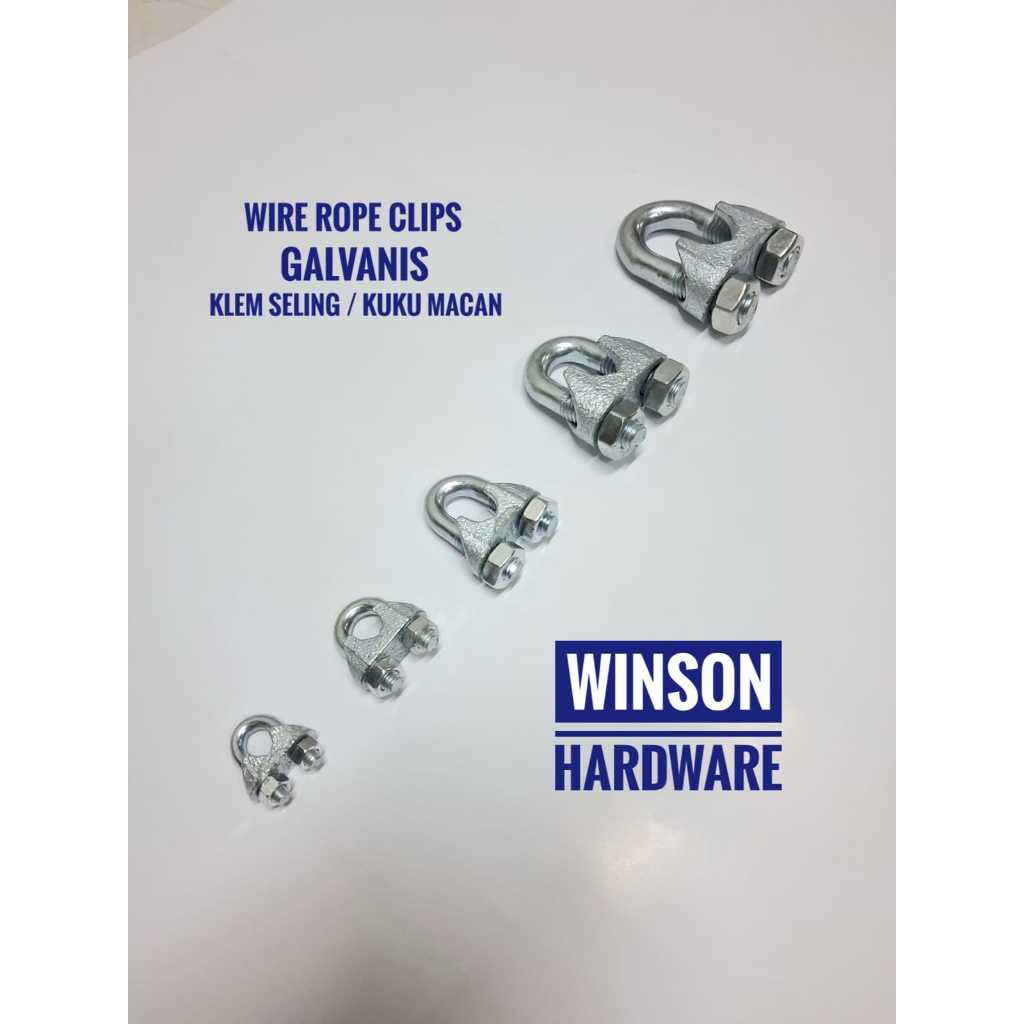 Klem Seling / Wire Rope Clips / Kuku Macan 7/8" (22mm) Galvanis - M22 Wire Rope Clip Galvanized 7/8 