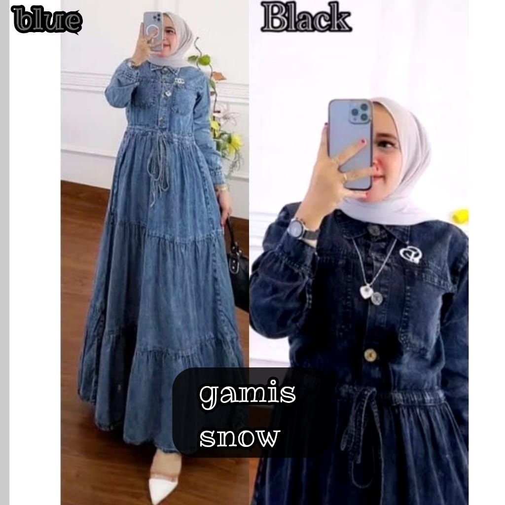 gamis jeans oversize terbaru/gamis jeans premium/dressjeans/abaya