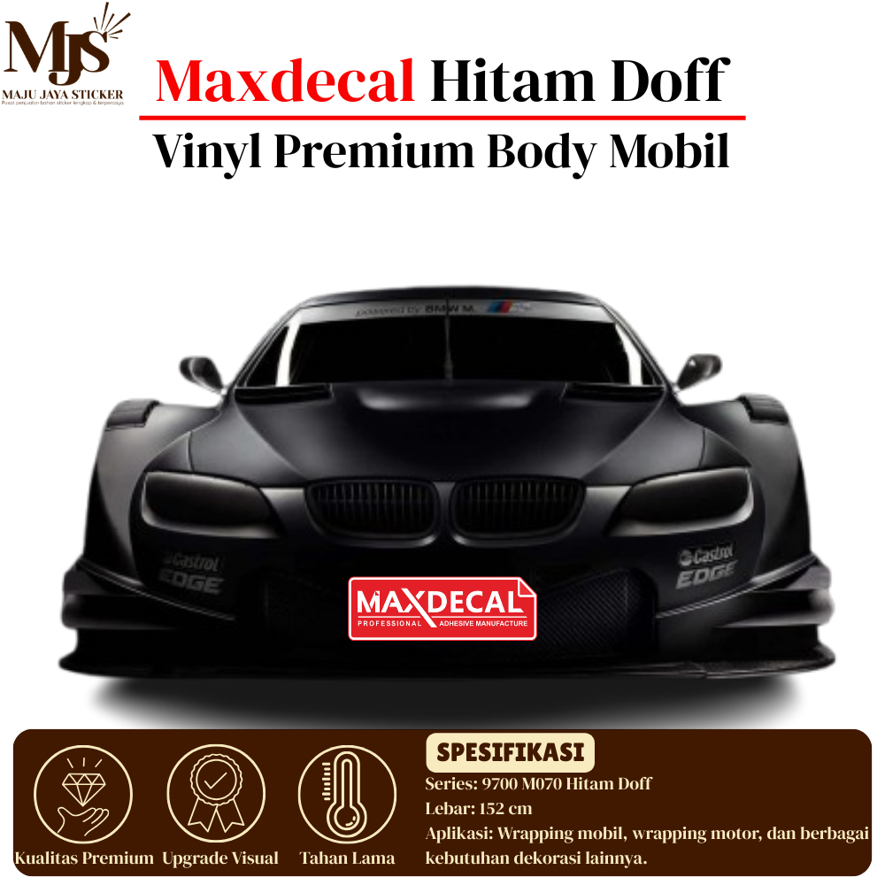 MAXDECAL HITAM DOFF, STICKER WRAPPING, SKOTLET HITAM DOFF UKURAN 152CM