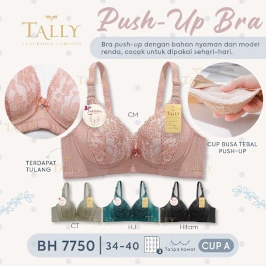 Bra Tally Busa tebal tanpa kawat,kait 4,Art:7750