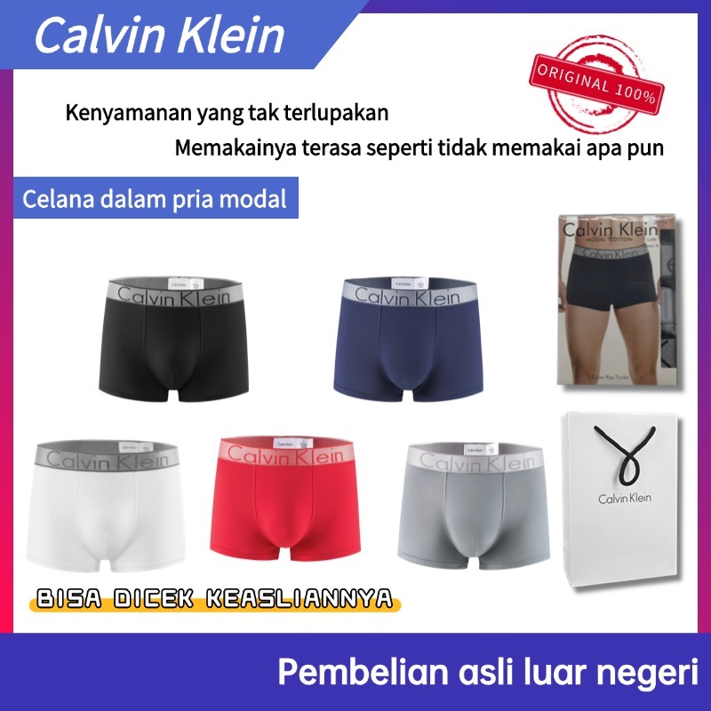 Celana Dalam Pria Calvin Klein 3 Pcs Boxer Shorts Mid Waist Modal Fabric Youth Style