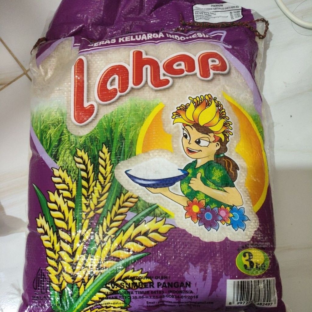 Beras Lahap 3kg - Premium Pulen, Kemasan Praktis, Siap Langsung Dikirim