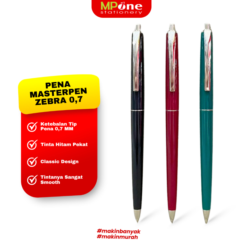 Pena Pilot Jadul Masterpen 0,7mm Tinta Hitam / Pulpen Cetek Jadul List Warna Zebra Pilot