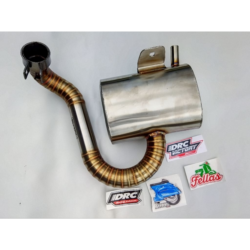 knalpot vespa standar racing full stainless spartan DRC Racing
