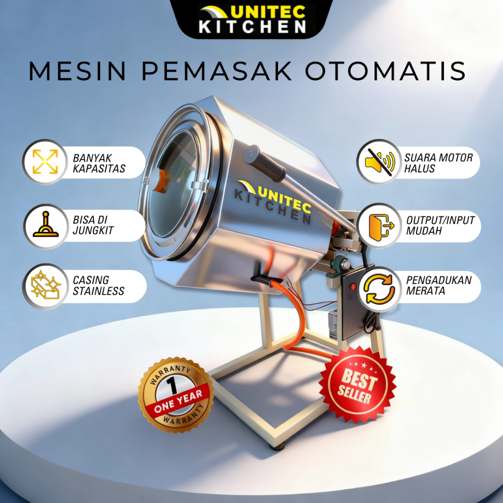 Mesin Pemasak Nasi Goreng Pemasak Mie Goreng Pembuat Tumis Sayuran Full otomatis Kapasitas 70 Liter