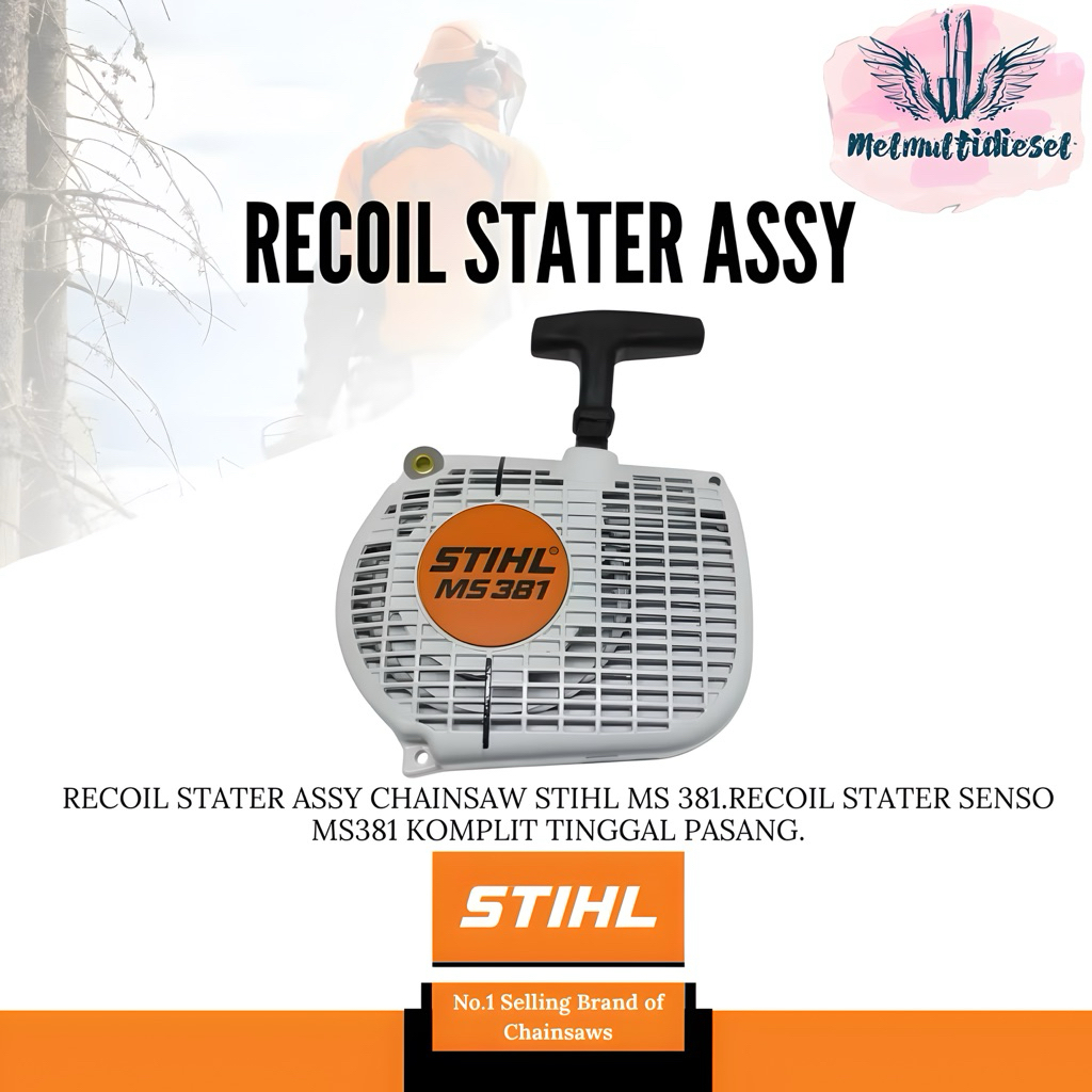 Recoil Stater Assy Chainsaw STIHL MS 381.Recoil Stater Senso MS381 Komplit Tinggal Pasang.