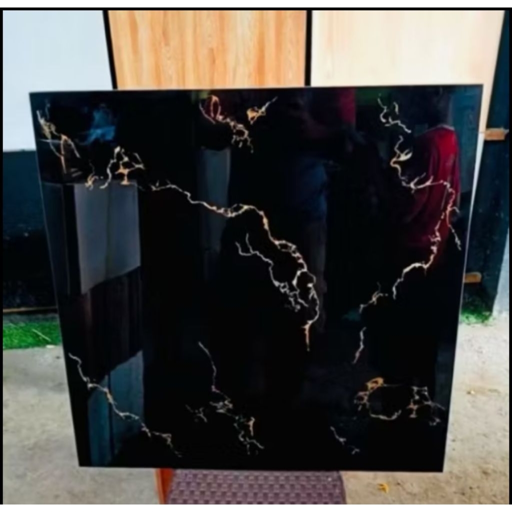 GRANIT LANTAI 60X60 GARVITA BLACK GLAZED POLIISHED ARNA DINDING KAMAR LANTAI TERAS